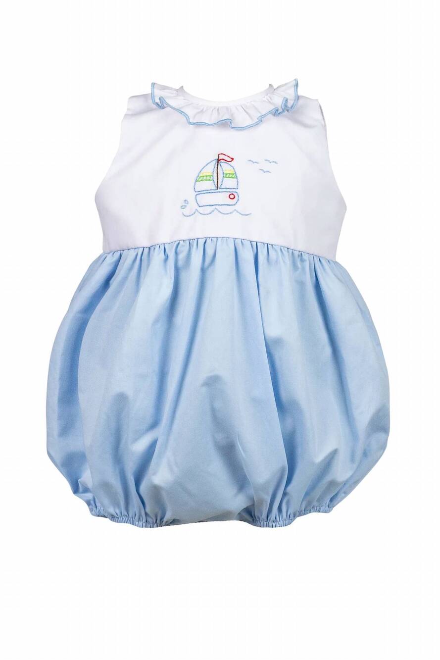 NEW THE PROPER PEONY kid's seashore girl bubble romper in blue